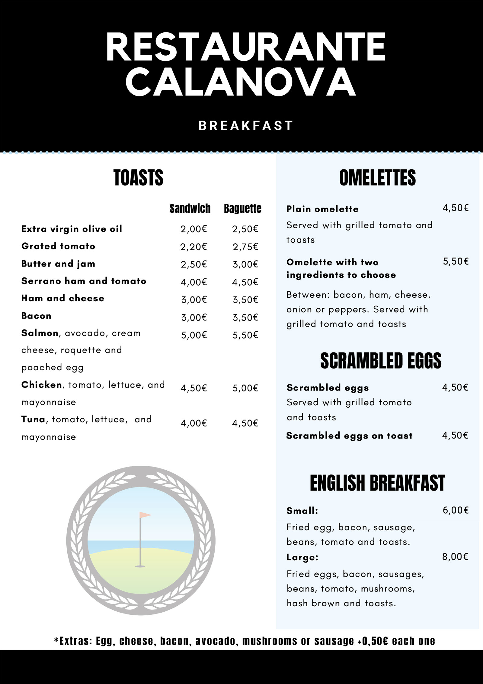 CARTA DESAYUNO ENGLISH